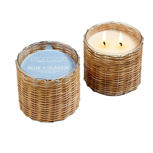 Blue Seaside Handwoven Candle