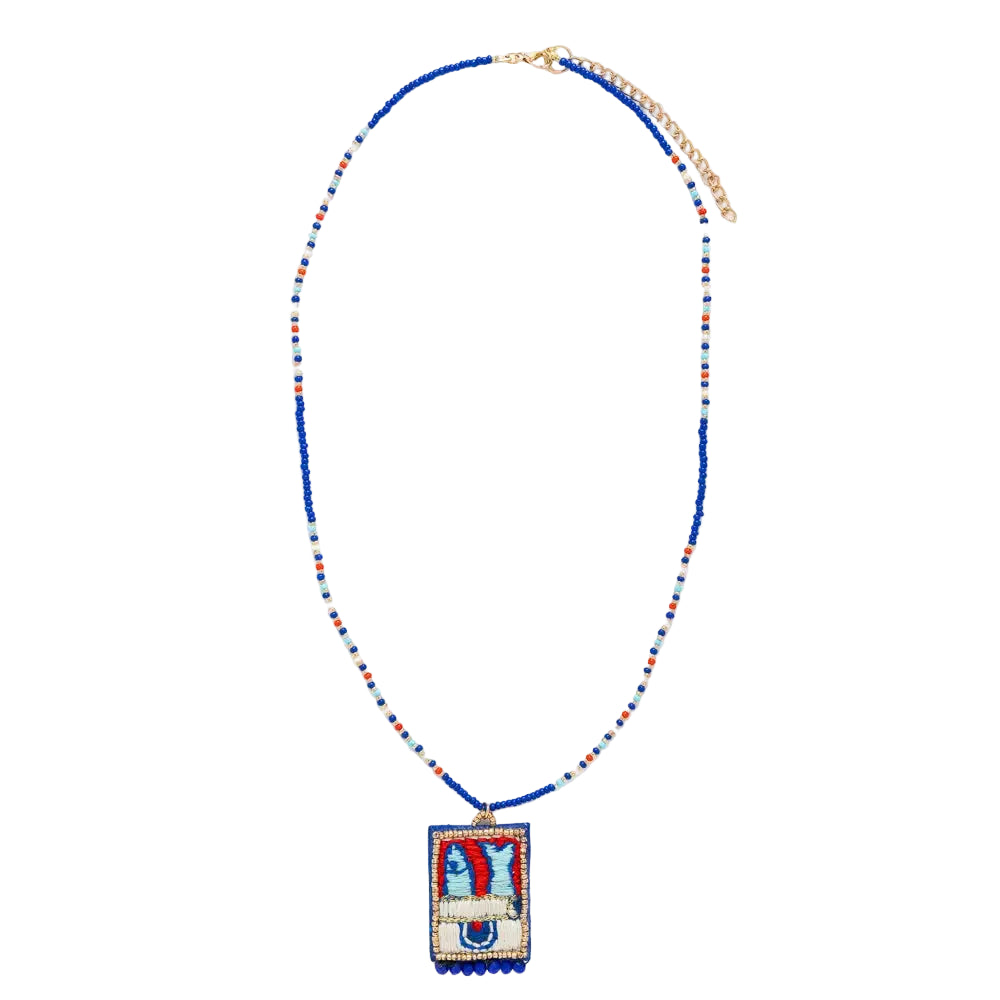 Beaded Necklace with Embroidered Sardine