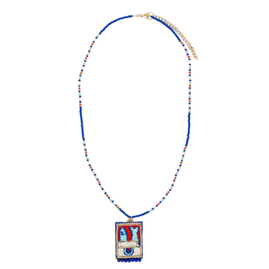 Beaded Necklace with Embroidered Sardine