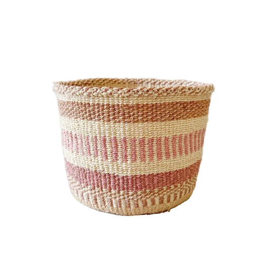 Light Pink Striped Plant Basket