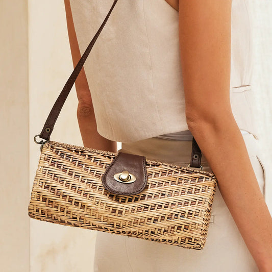 Rattan Clutch with Removable Strap