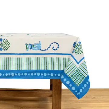 Menagerie Blue Tablecloth - 59 x 86"