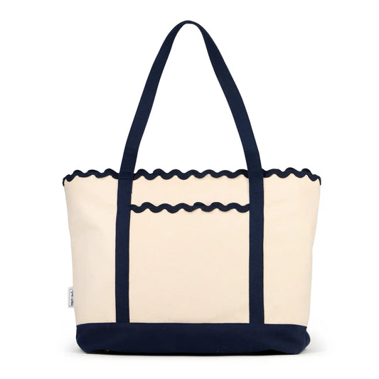 Navy Scalloped  Tote