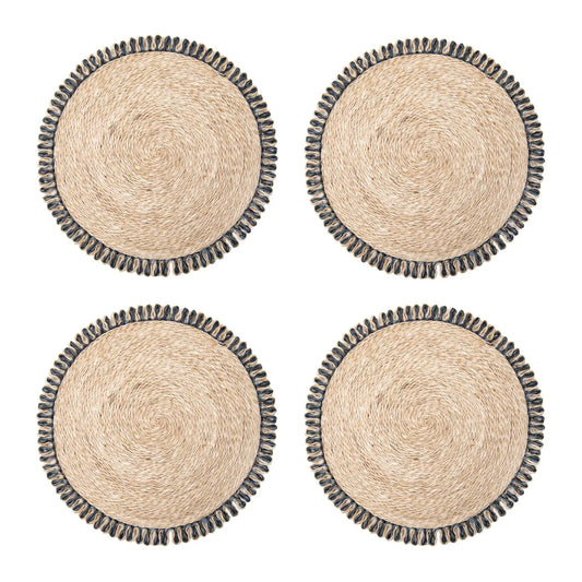 Round Placemat Set - Natural/Navy