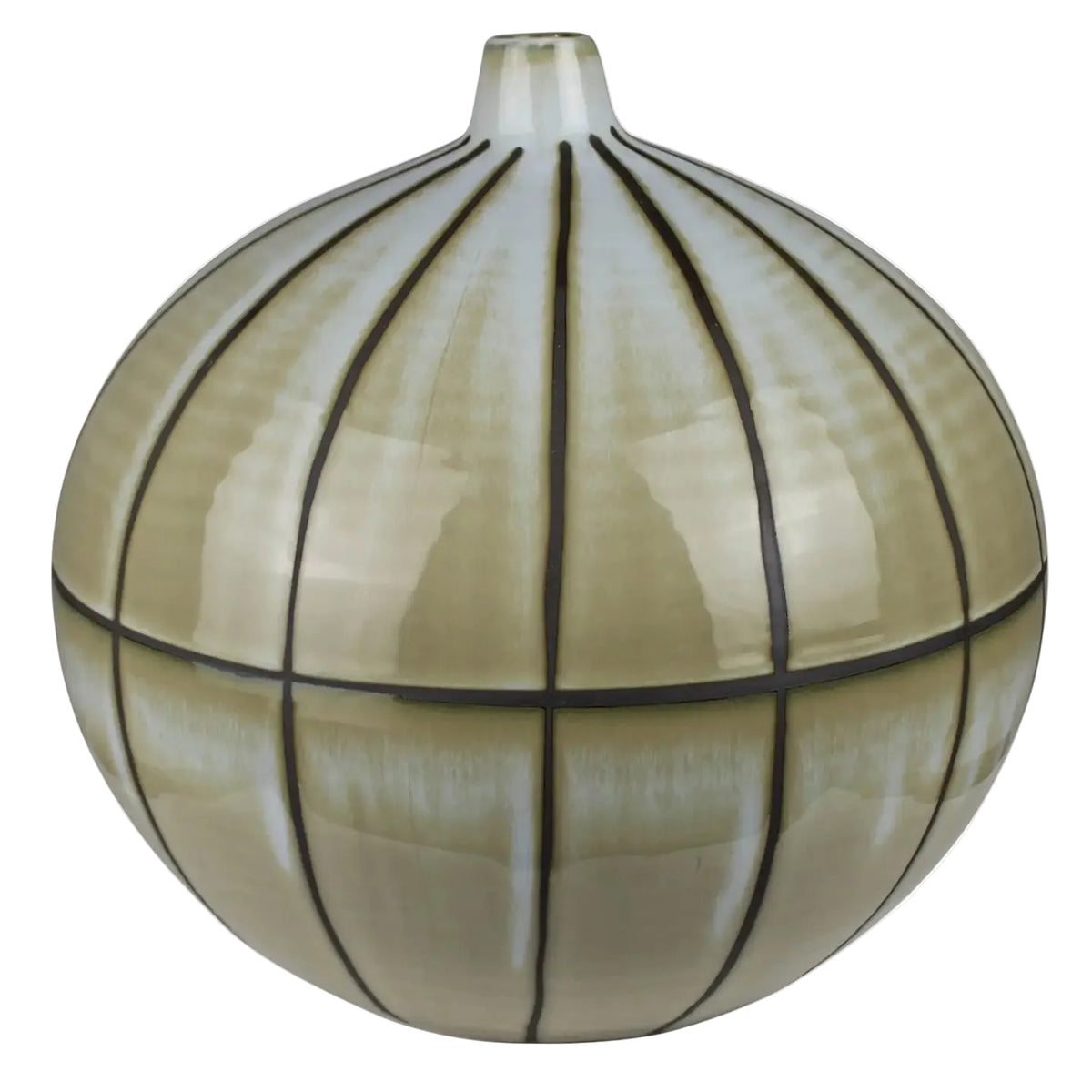 Brown Striped Ceramic Vase - Large