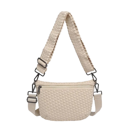 Cream Neoprene Woven Crossbody