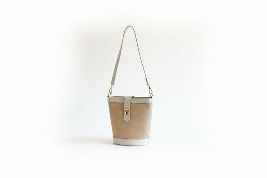 Raffia Bucket Bag- White