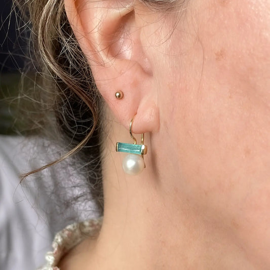 Jade and Pearl Drop Earrings