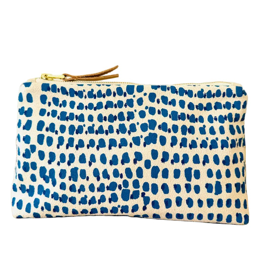 Double Dot Zip Makeup Bag - Blue