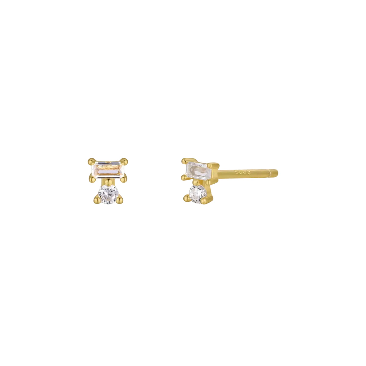 Double Stack Stud White CZ