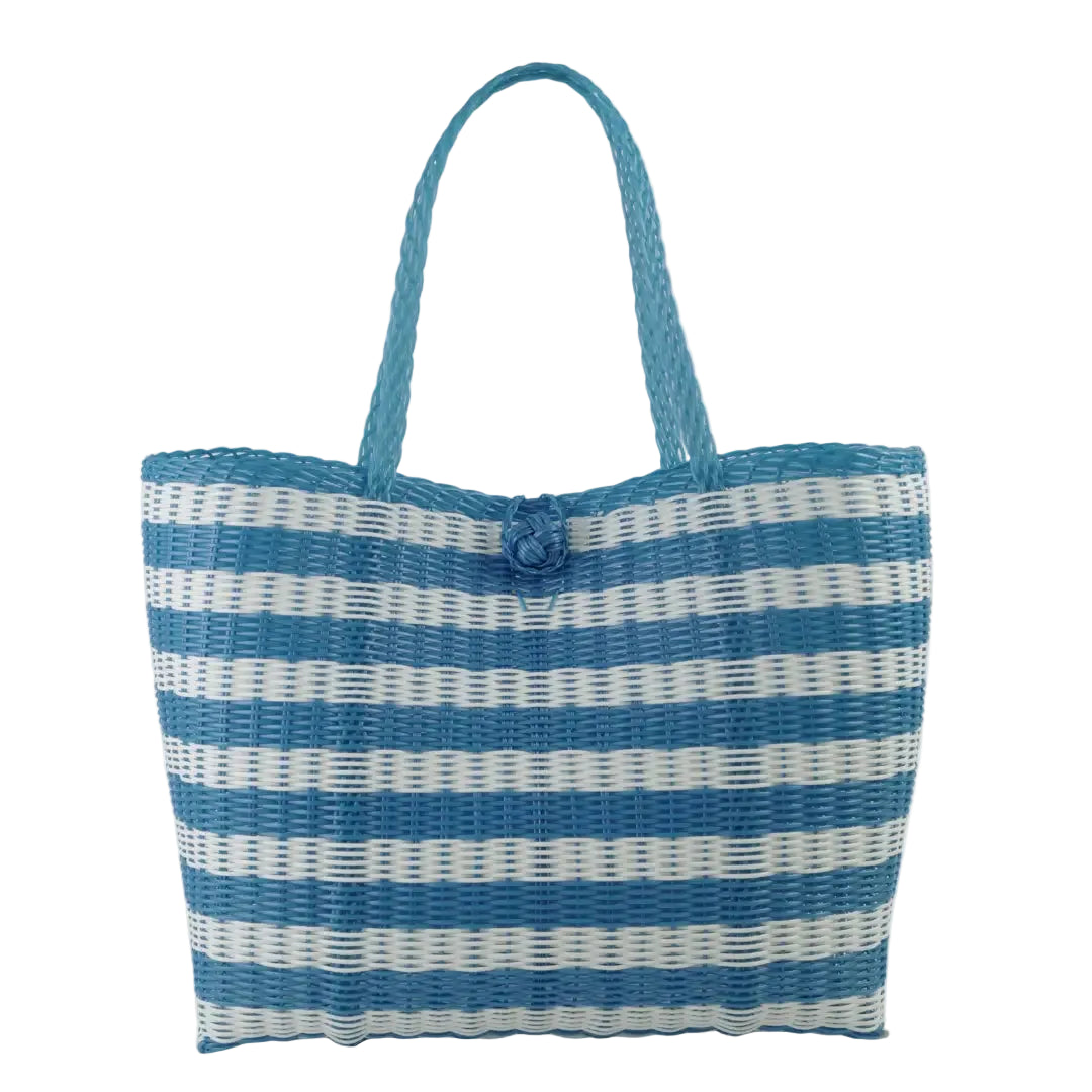 Light Blue and White Stripe Tote -Medium