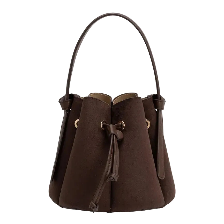 Mini Suede Top Handle Bag - Chocolate