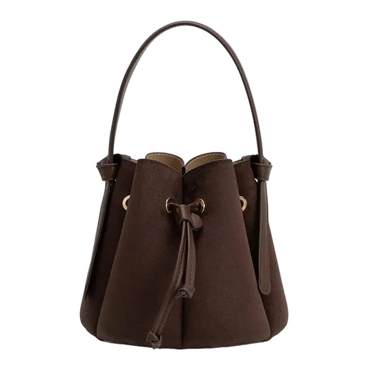 Mini Suede Top Handle Bag - Chocolate