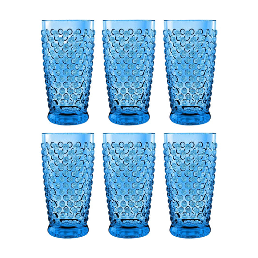 Blue Hobnail Tall Acrylic Glasses- Set of 2