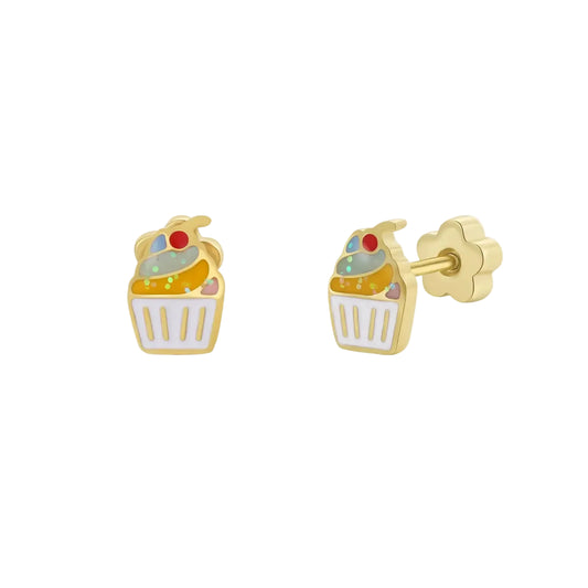 Cupcake Enamel Flat Back Earrings