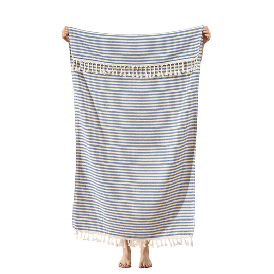 Navy Stripe Blue Fouta Towel