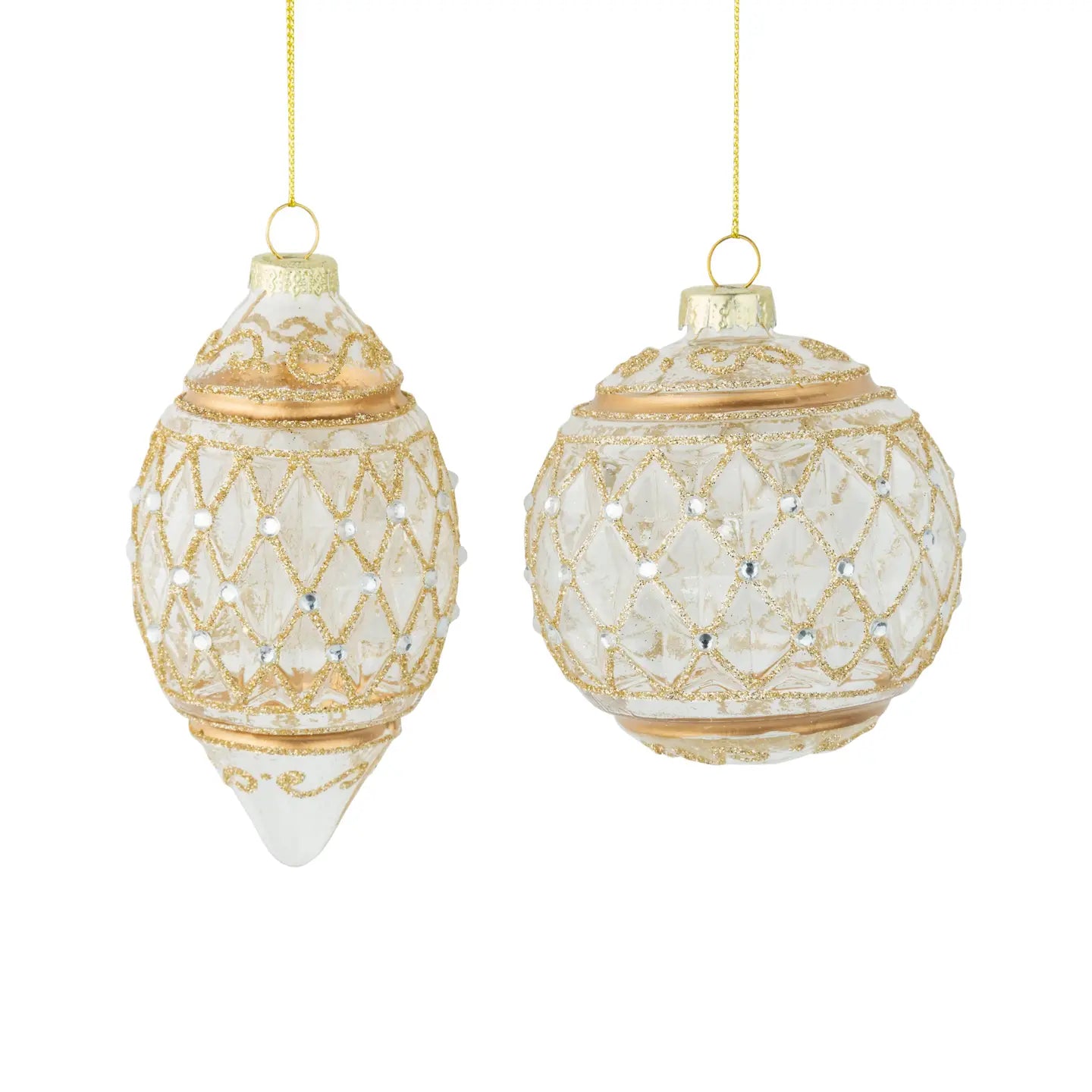 Assorted Ornament- Clear with Gold Lattice