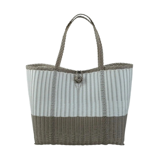 Putty and White Tote -Medium