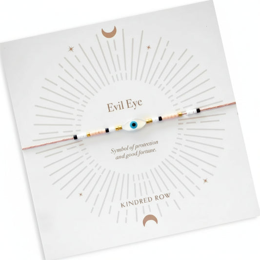 Evil Eye Cord Bracelet- Dusty Rose