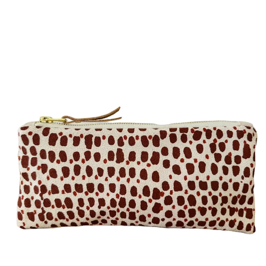 Dark Clay Dotted Pencil Bag