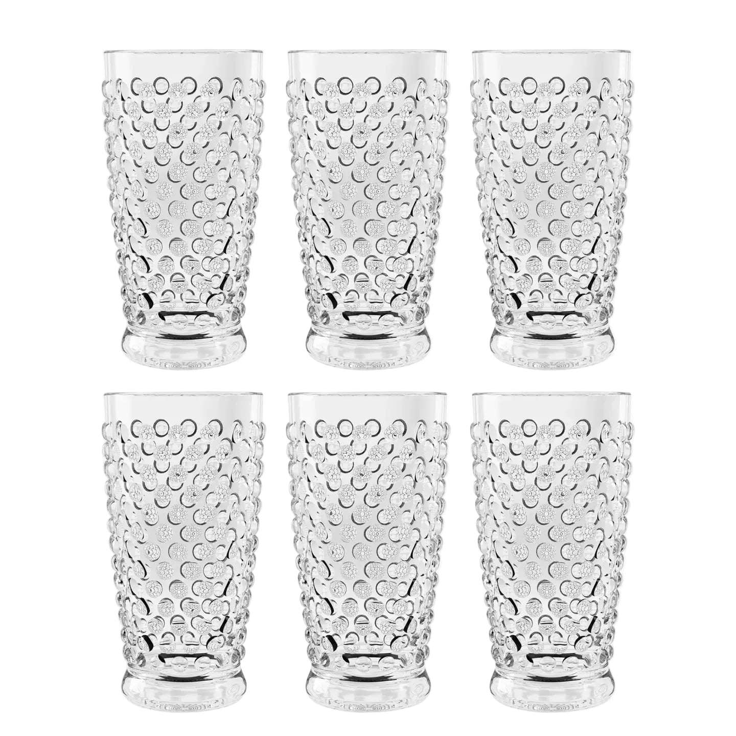 Clear Hobnail Tall Acrylic Glasses- Set of 2