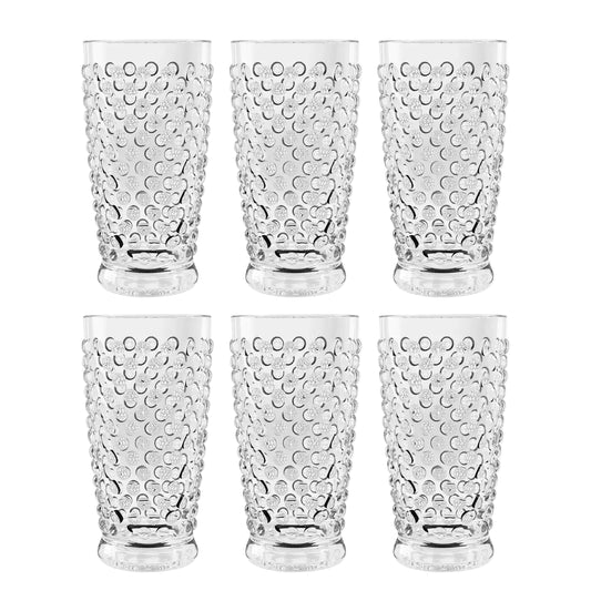 Clear Hobnail Tall Acrylic Glasses- Set of 2