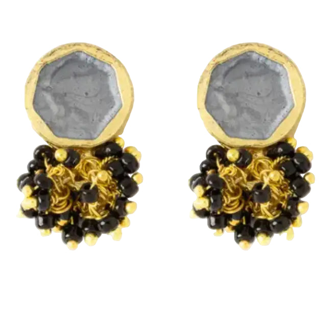 Gray + Black Enamel Earrings