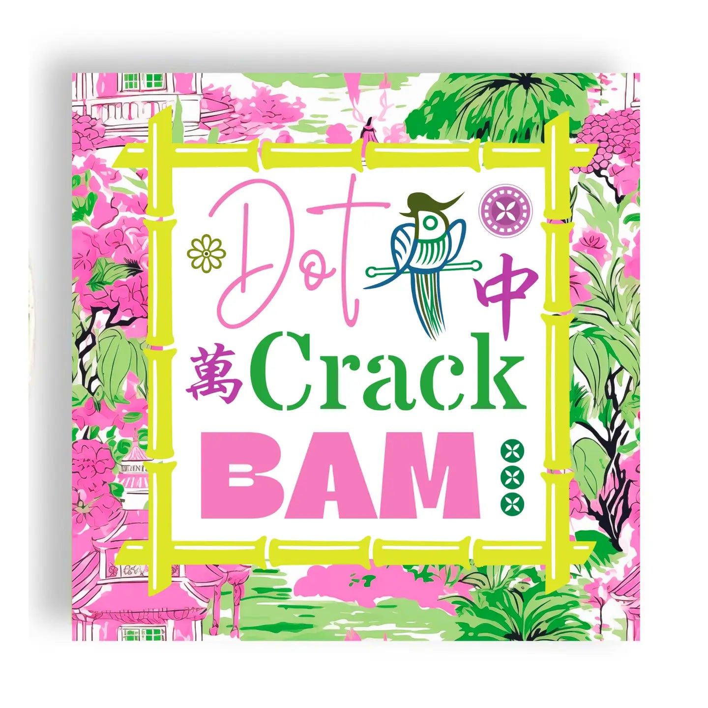 Dot Crack Bam Cocktail Napkins-Pink/Green