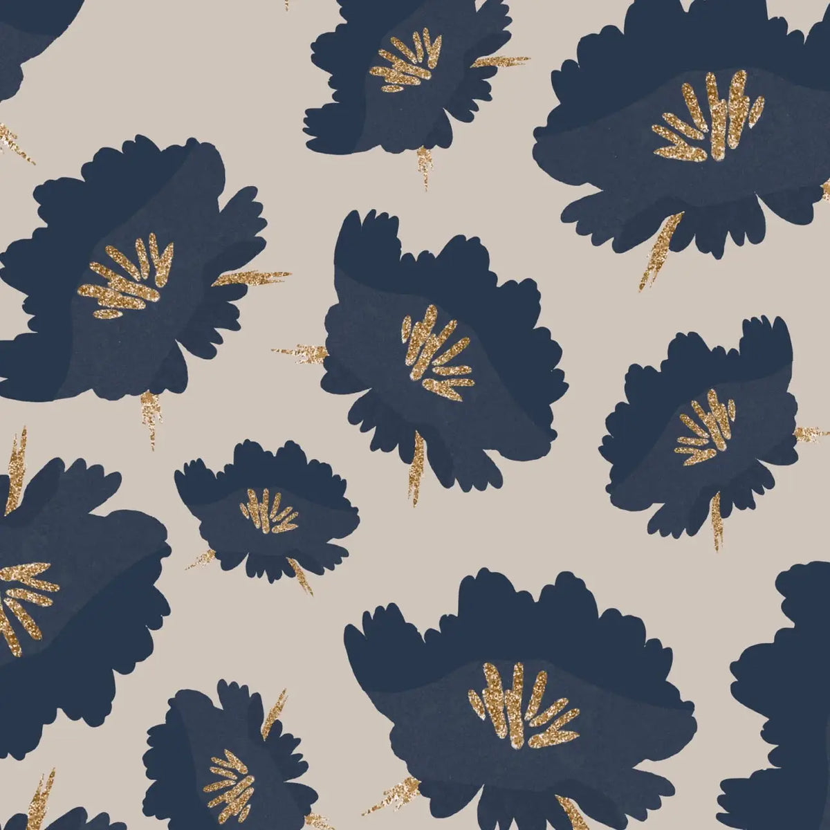 Navy Floral Cocktail Napkin