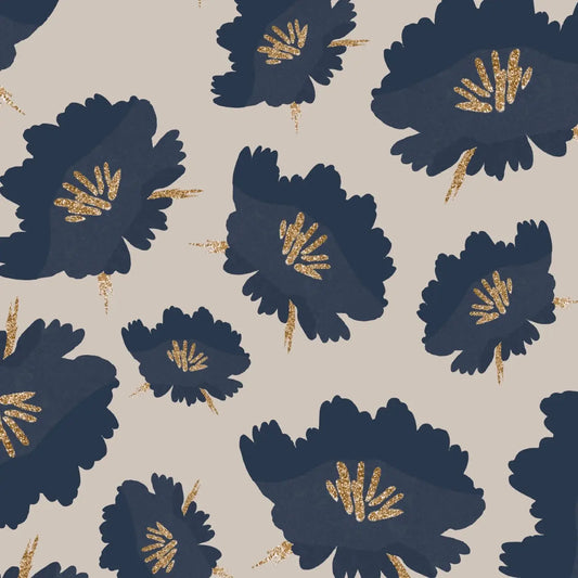 Navy Floral Cocktail Napkin