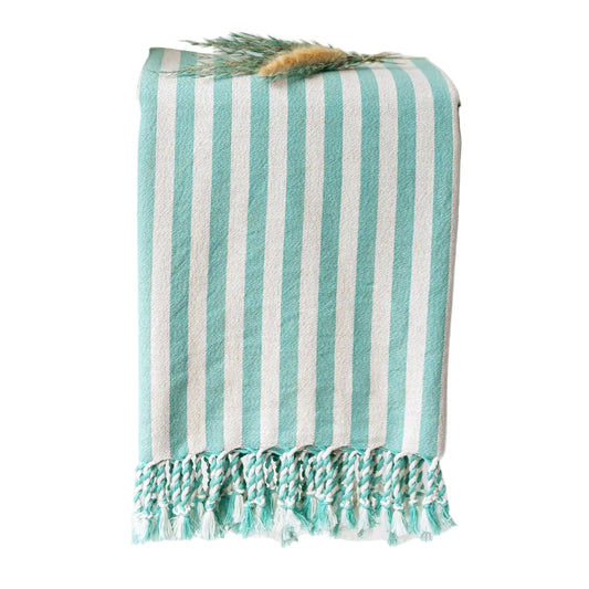 Rustic Vintage Blue Stripe Fouta Towel