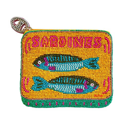 Beaded Sardines Coin Purse- Yellow
