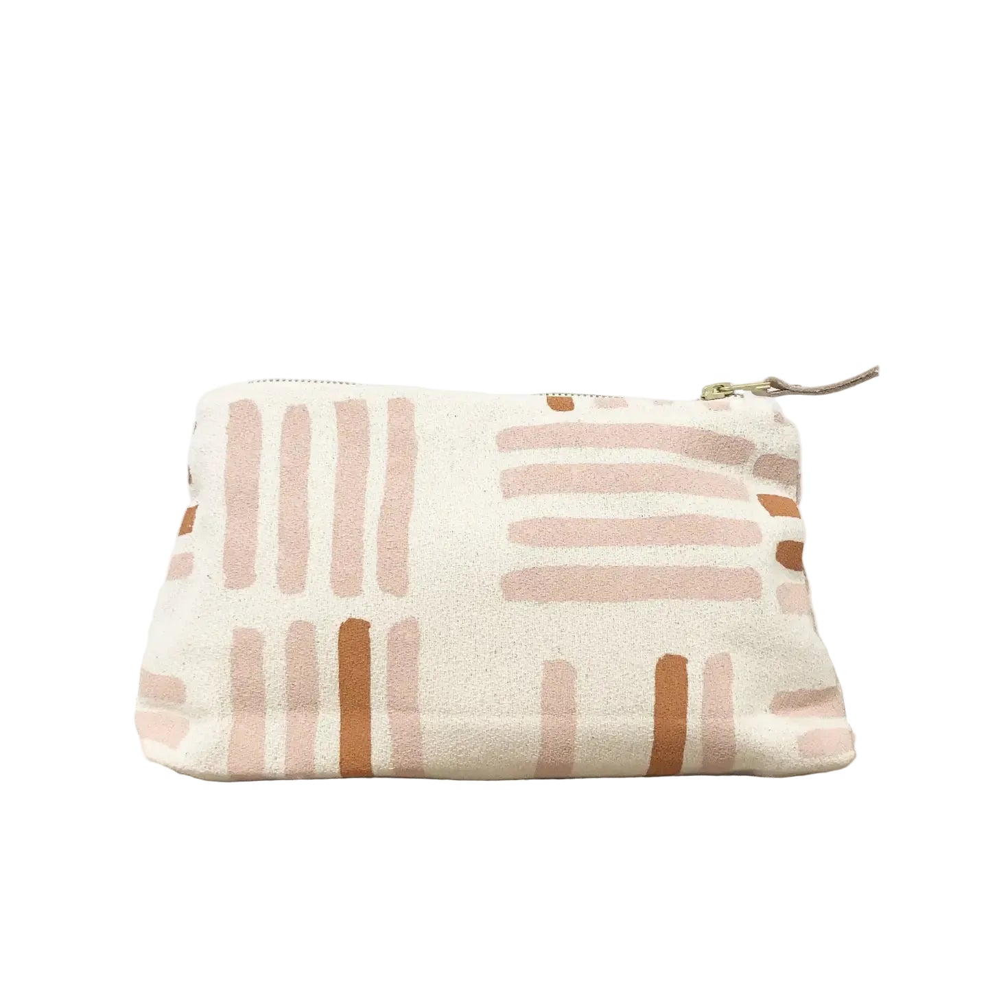Dusty Pink Grid Zip Makeup Bag