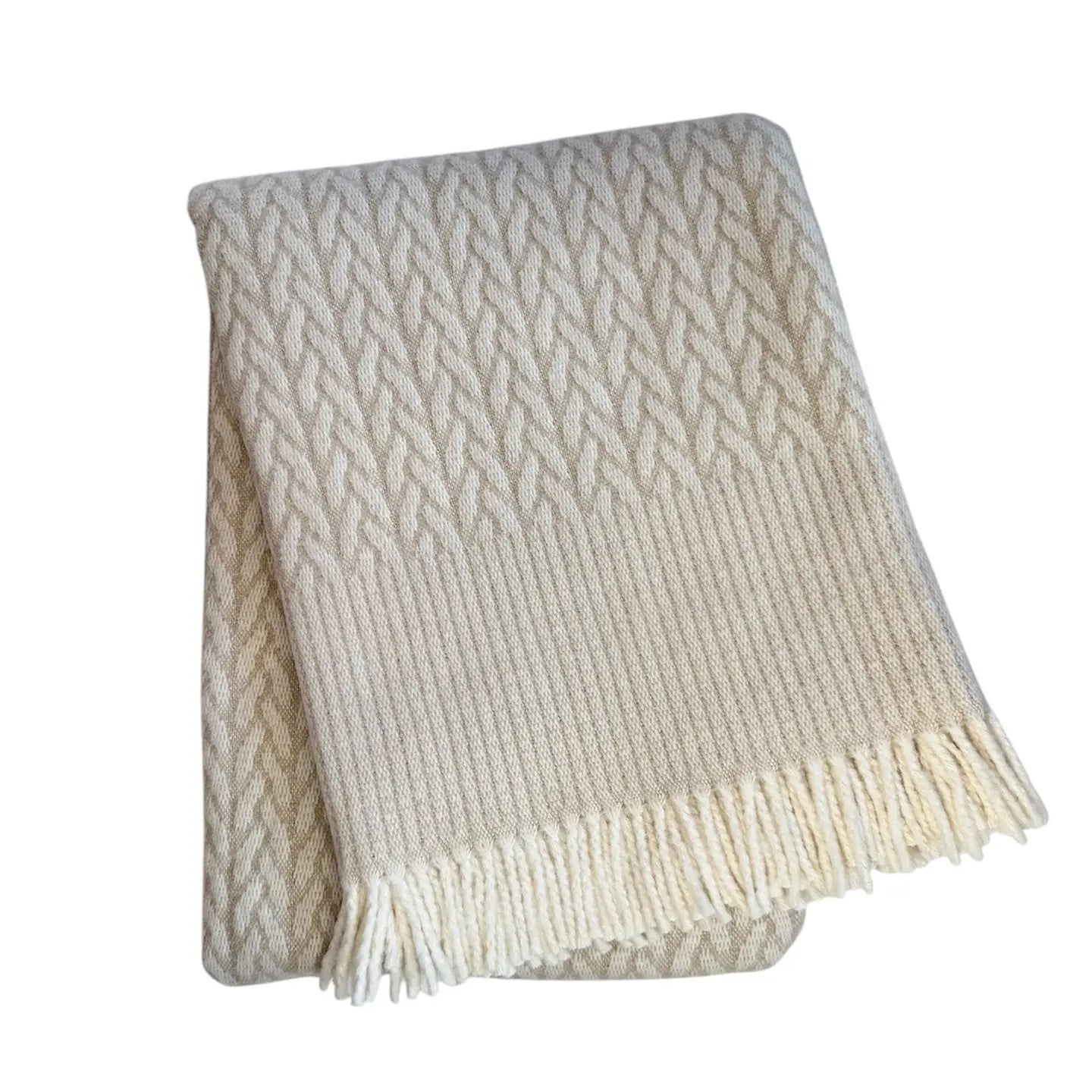 Fringed Cable Throw - Linen