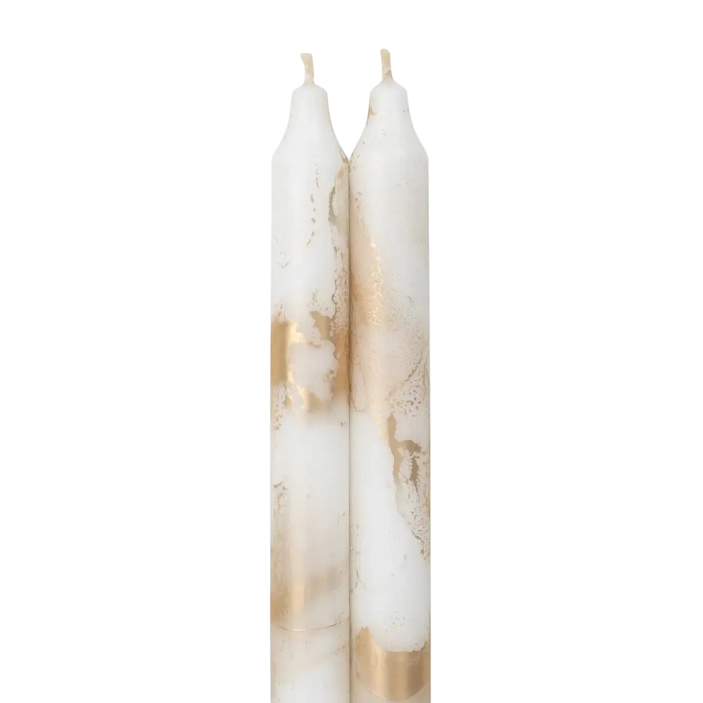 Pure White with Gold Taper Candles