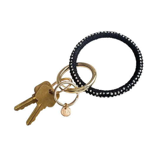 Raffia Key Ring- Black and Ivory