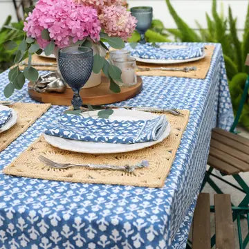 Indigo Block Printed Tablecloth