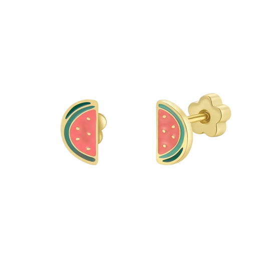 Watermelon Enamel Flat Back Earrings