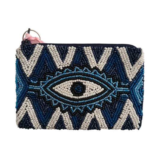 Navy Evil Eye Change Purse