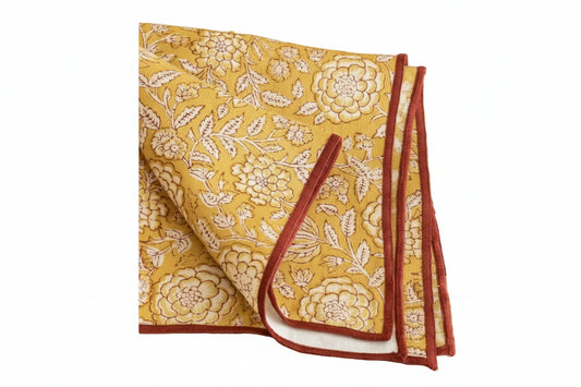 Linen Napkin Set- Yellow Floral