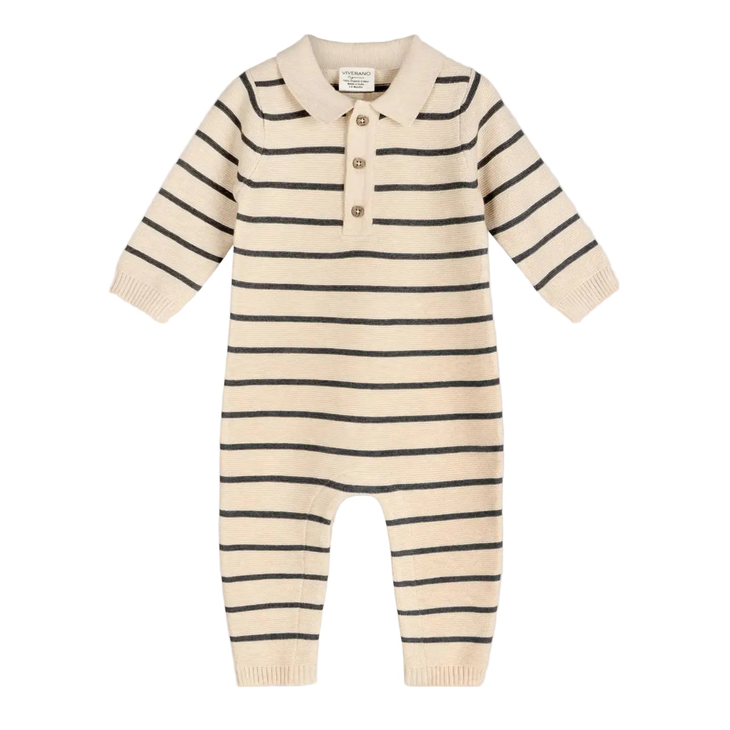 Stripe and Collar Knit Jumpsuit