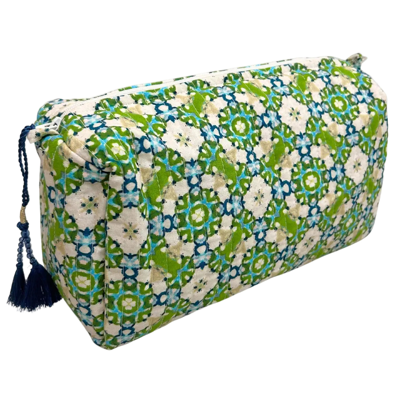 Green Floral Cosmetic Bag - Large