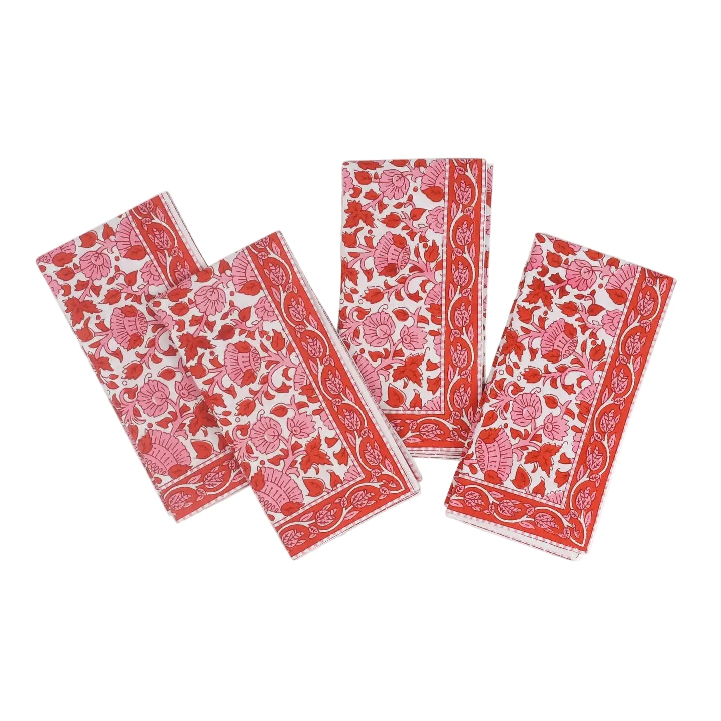 Crimson Block Printed Napkins- Set of 4