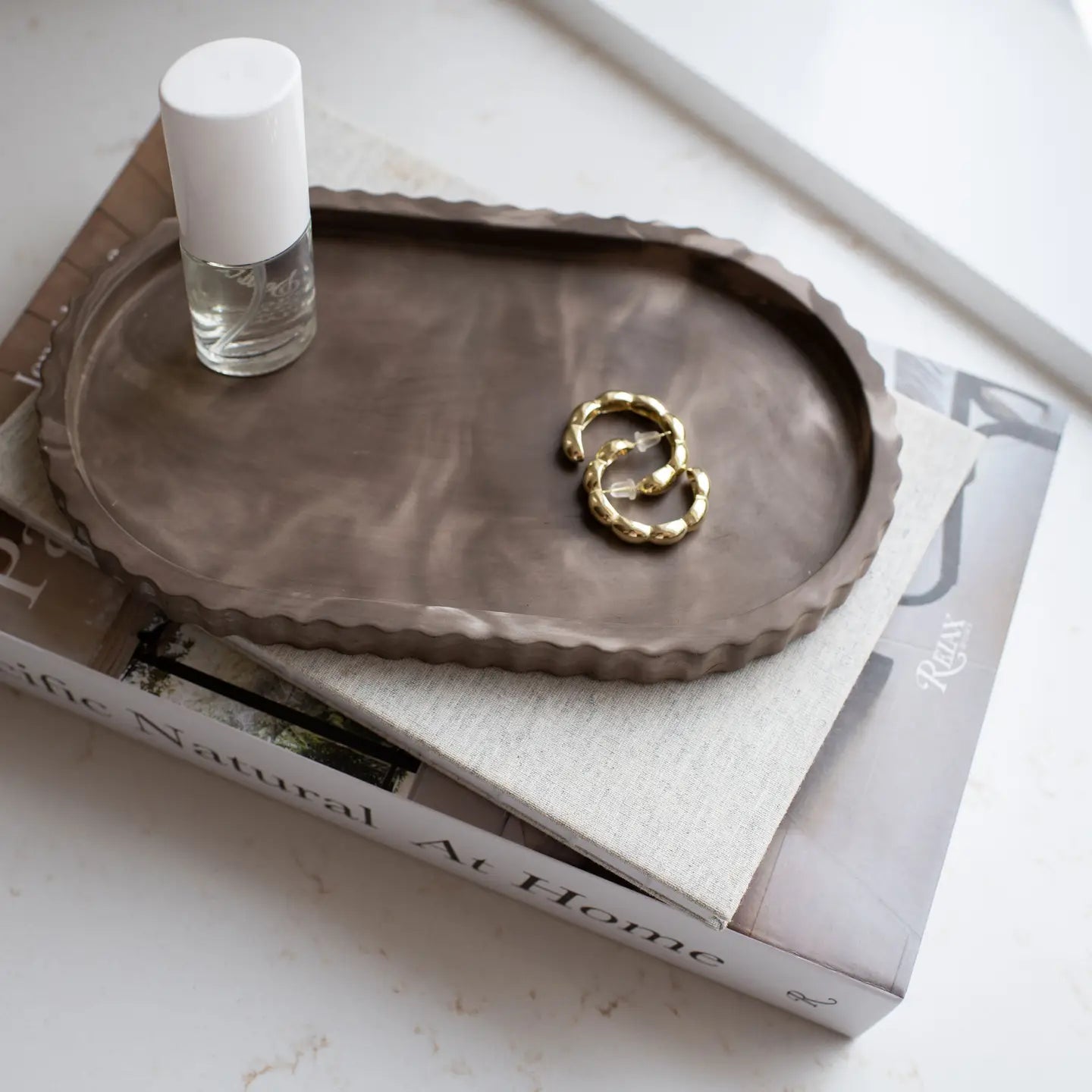 Fluted Oval Tray- Mocha