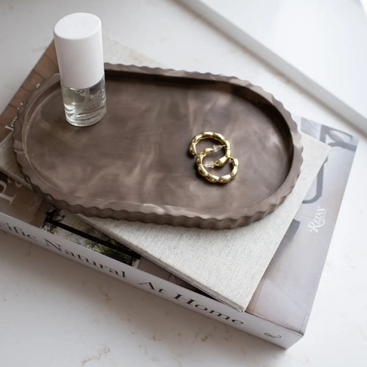 Fluted Oval Tray- Mocha