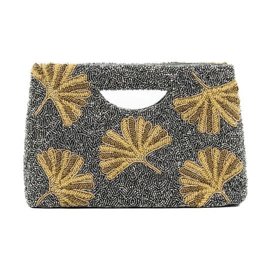 Gun Metal Beaded Clutch