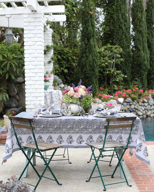 Floral Slate Gray Tablecloth