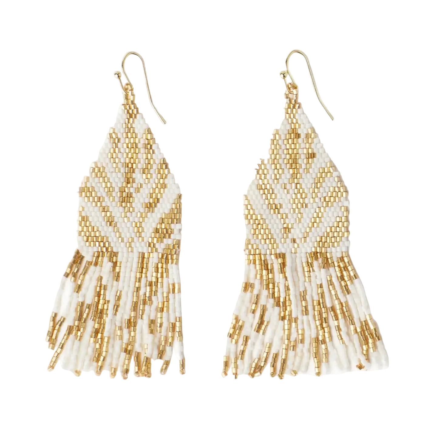 Zebra Fringe Earrings- Ivory and Gold