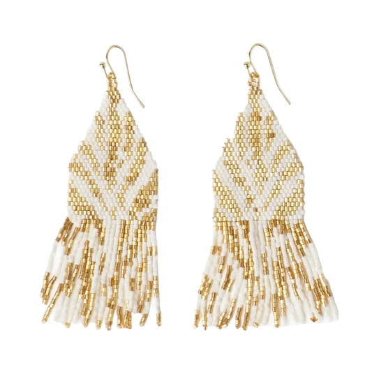 Zebra Fringe Earrings- Ivory and Gold