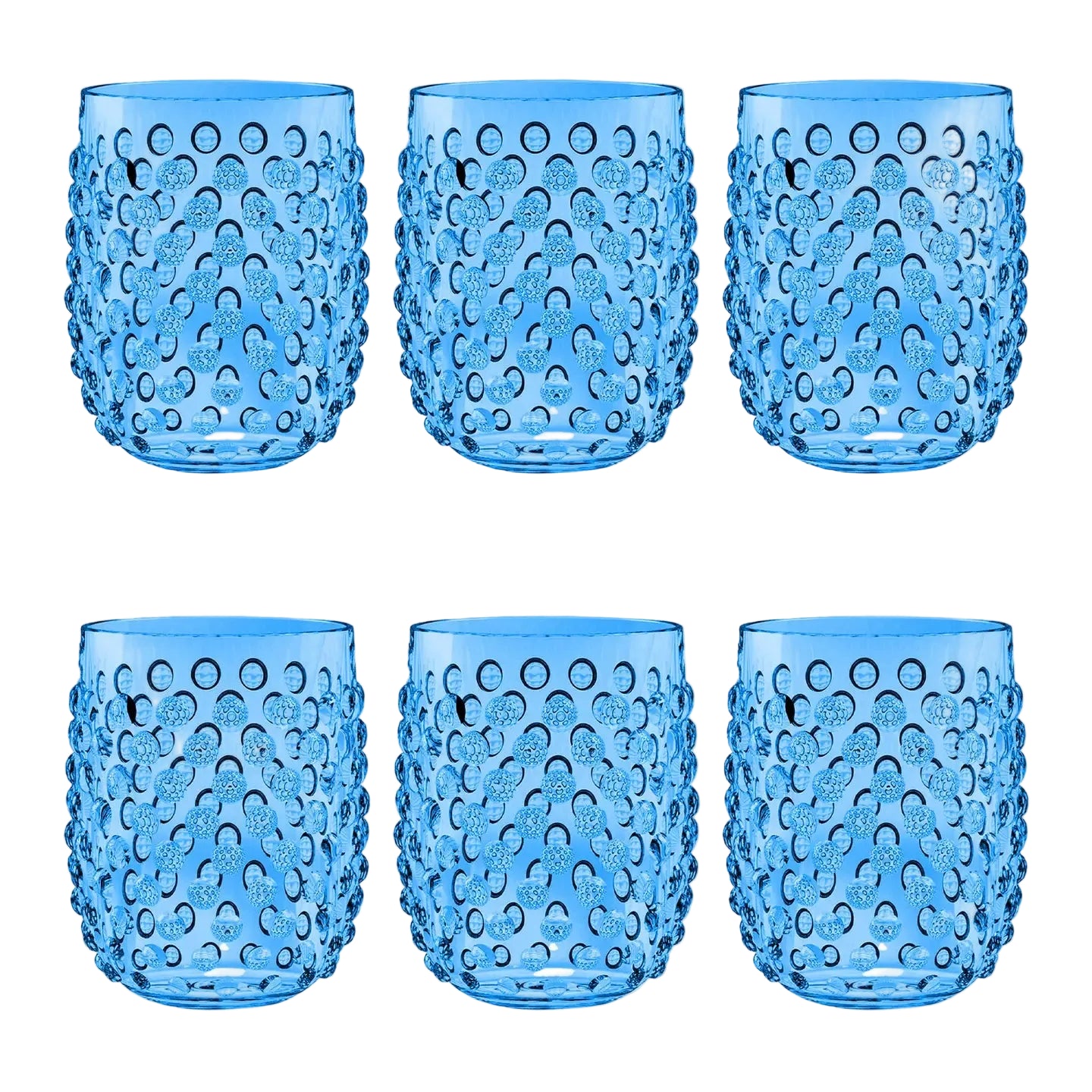Blue Hobnail Stemless Acrylic Glasses- Set of 2